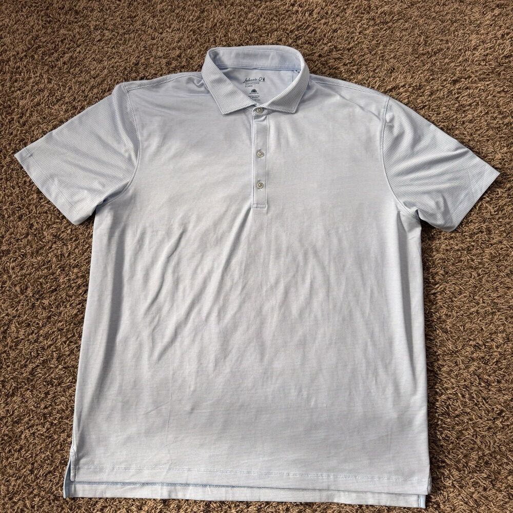 Johnnie-O Gulf Blue Striped Performance Jersey Polo Lyndonn Mens Size XL UPF 50 - Picture 1 of 8